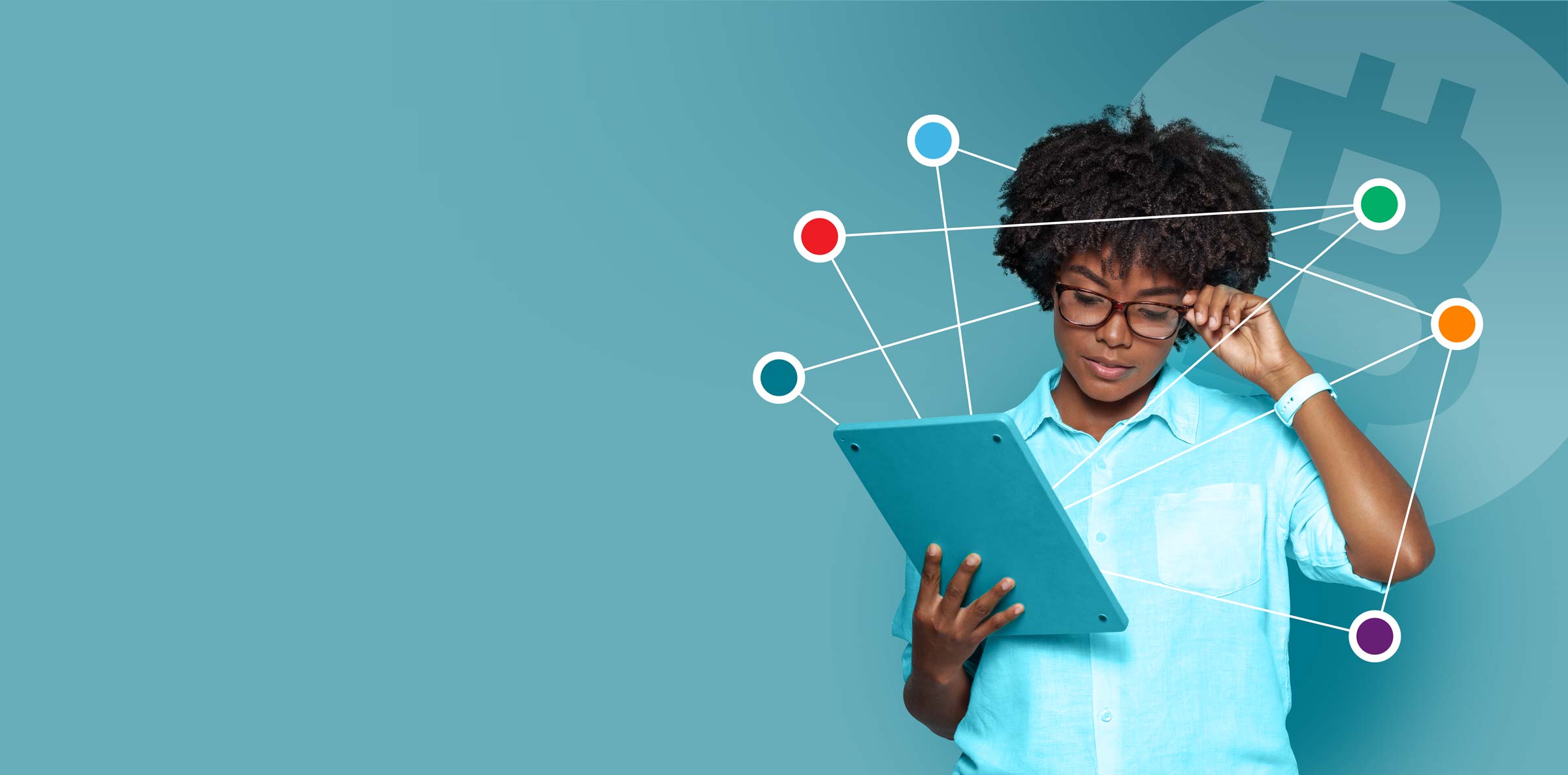 Woman looking at a tablet