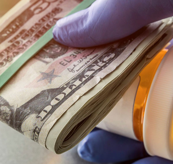 Hand receiving or giving bribe