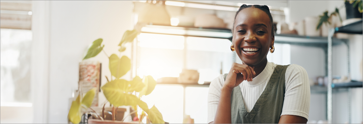 Woman smiling at work