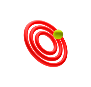Validate account bank details – three concentric red rings with a green ball