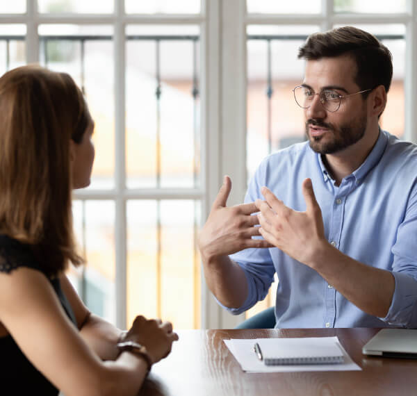 co-workers in discussion