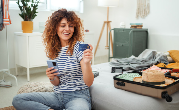 Woman holding credit card