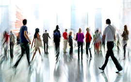 People walking blurred