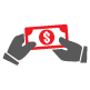 Money in hands icon