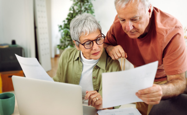 Older couple looking at papers