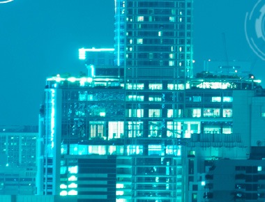 Lower part of building in blue