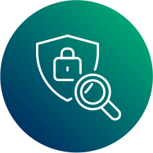 Shield with lock searched by a magnifying glass