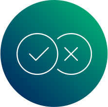 Two circles with check mark and cross