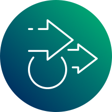 Two forward arrows and a loop