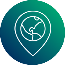 Globe inside of a pin location icon