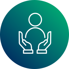 Hands holding up a person