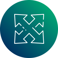 Directional arrows overlapping icon