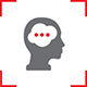 Person with thoughts in brain icon