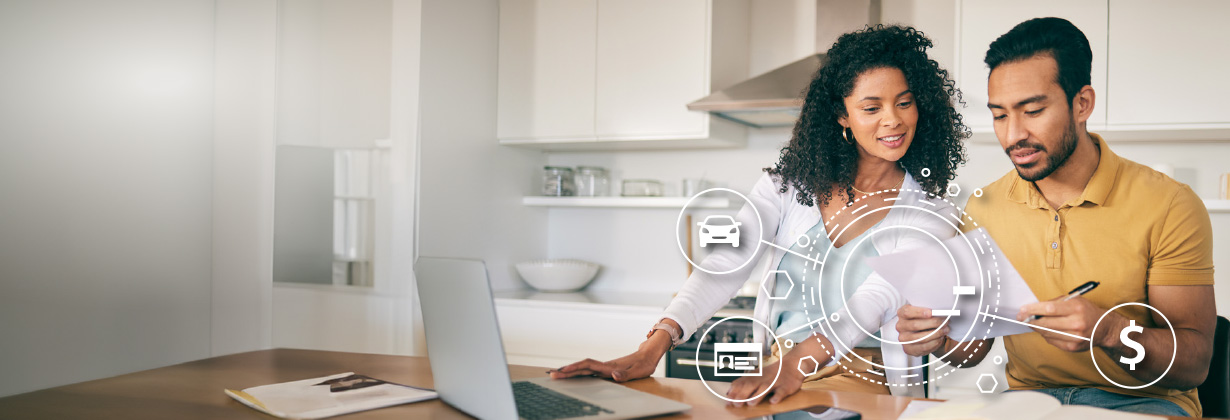 Woman and man looking at paper