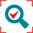 Magnifying glass icon with check in center
