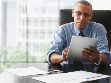 Man looking at paperwork