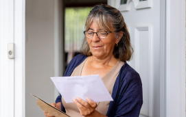 Woman getting mail