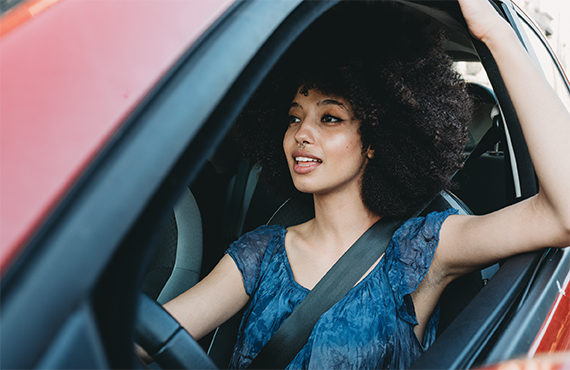 Usage Based Insurance Woman Driving