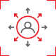 Person and arrows in all directions icon