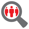 magnifying glass looking at people - validate customer info