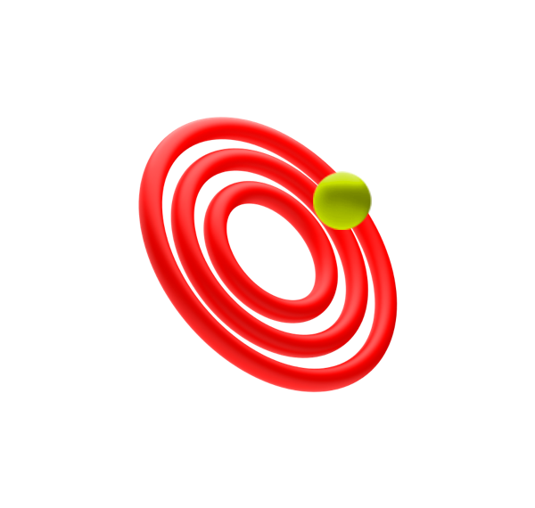 Validate account bank details – three concentric red rings with a green ball