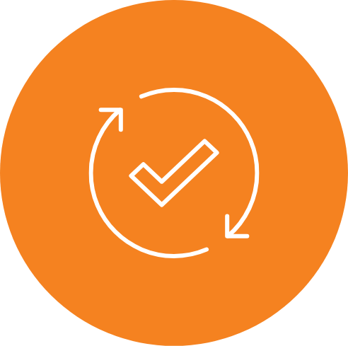 Icono de marca de verificación y flechas