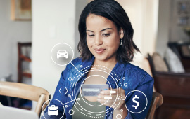 Woman holding credit card