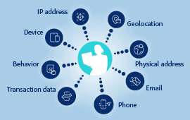 Person on their laptop with graphic overlay